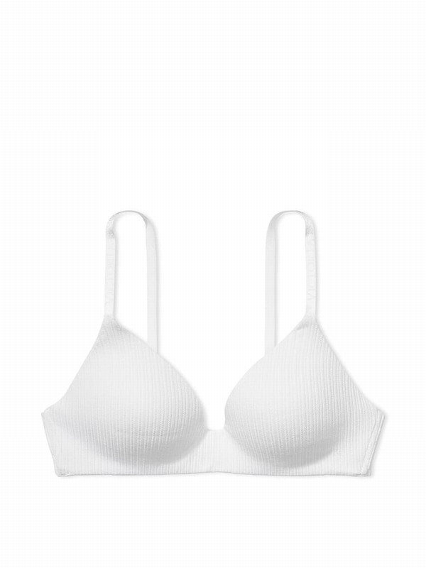 White Victoria Secret Ribbed Non WiLightly Lined Bras | DQIHM4052