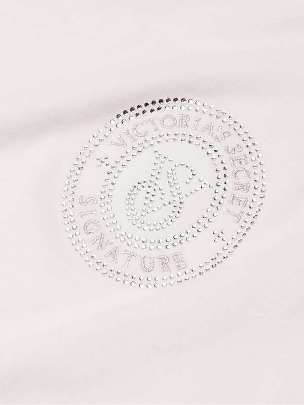 White Victoria Secret Ribbon Script Long Sleeve Flannel Nightwear | PTNIF0258