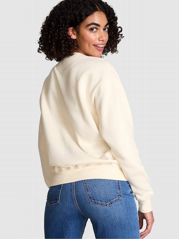 White Victoria Secret Shell Aspen Fleece Sweatshirts | DOJBW0387