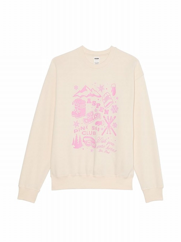 White Victoria Secret Shell Aspen Fleece Sweatshirts | DOJBW0387