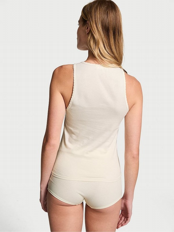 White Victoria Secret Shell Cotton Top Nightwear | SEHPK8403