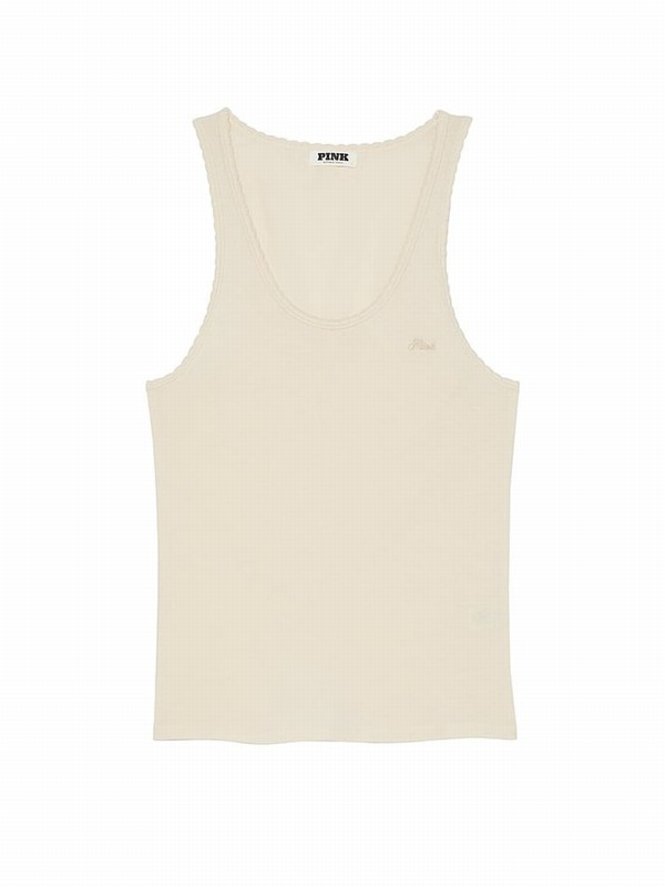 White Victoria Secret Shell Cotton Top Nightwear | SEHPK8403