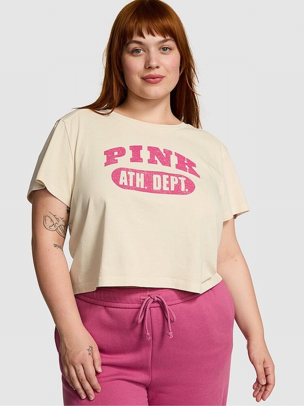 White Victoria Secret Shell Crop Dreamer T Shirts | DGAHZ5916