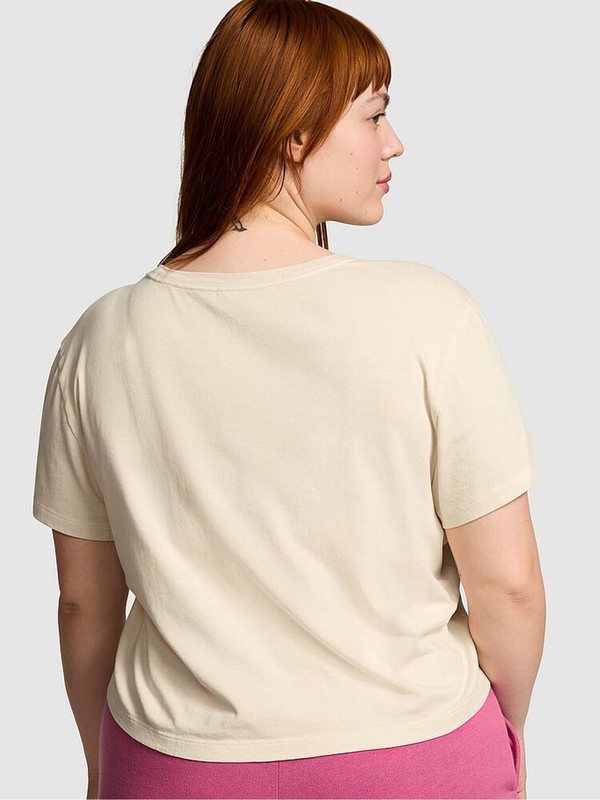 White Victoria Secret Shell Crop Dreamer T Shirts | DGAHZ5916