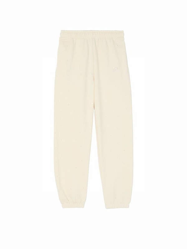 White Victoria Secret Shell Cuffed Diamante Fleece Joggers | CUHIM6085