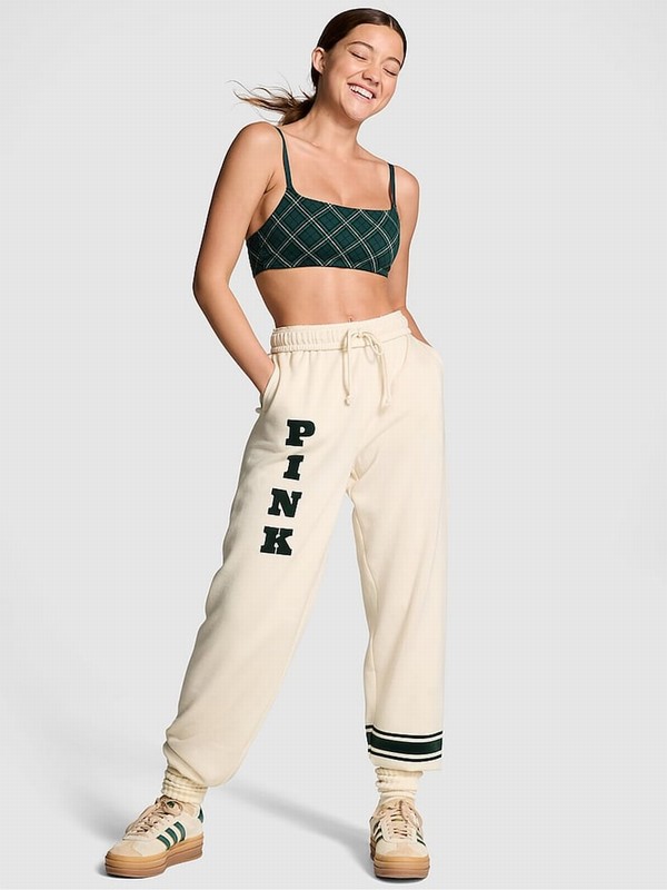 White Victoria Secret Shell Cuffed Fleece Joggers | IOBWK2641