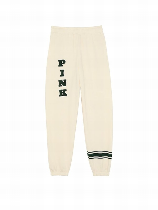 White Victoria Secret Shell Cuffed Fleece Joggers | IOBWK2641