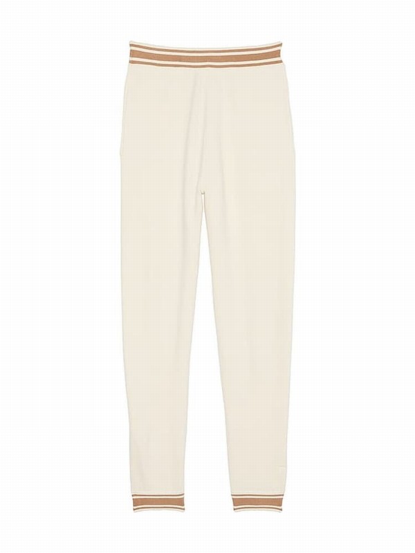 White Victoria Secret Shell Cuffed Knitted Joggers | JAKCQ7329