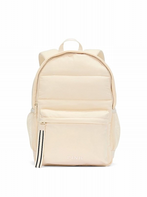 White Victoria Secret Shell Puffer Backpacks | JCRPZ6712