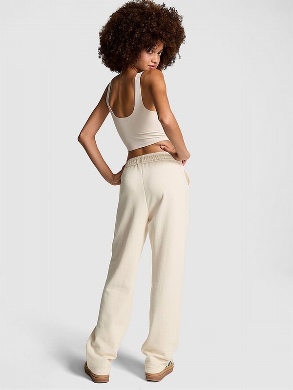 White Victoria Secret Shell Straight Leg Fleece Joggers | LUKPB1486