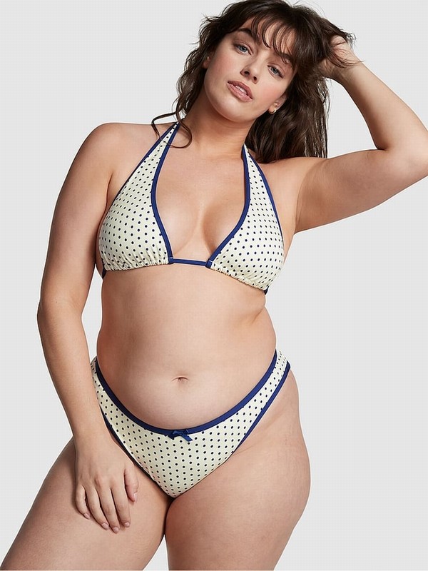 White Victoria Secret Sleepy Dot Halter Frankies Augusta Bikini Top | JASDW0249