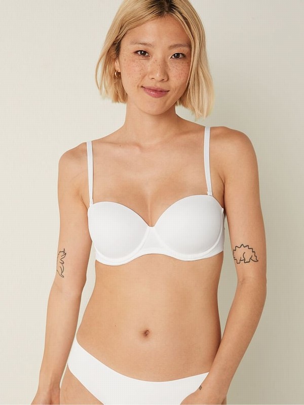White Victoria Secret Strapless Multiway Push Up Smooth Push Up Bras | UZJGE3620
