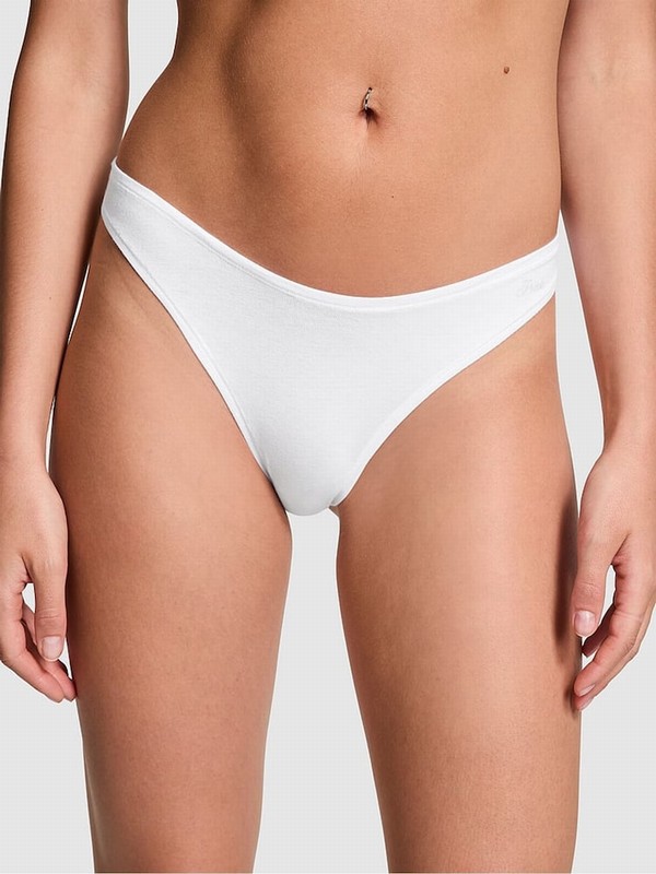 White Victoria Secret Thong Cotton Cheeky Underwear | TCRYZ0489