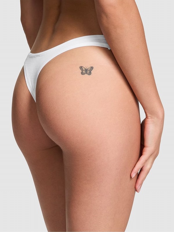 White Victoria Secret Thong Cotton Cheeky Underwear | TCRYZ0489