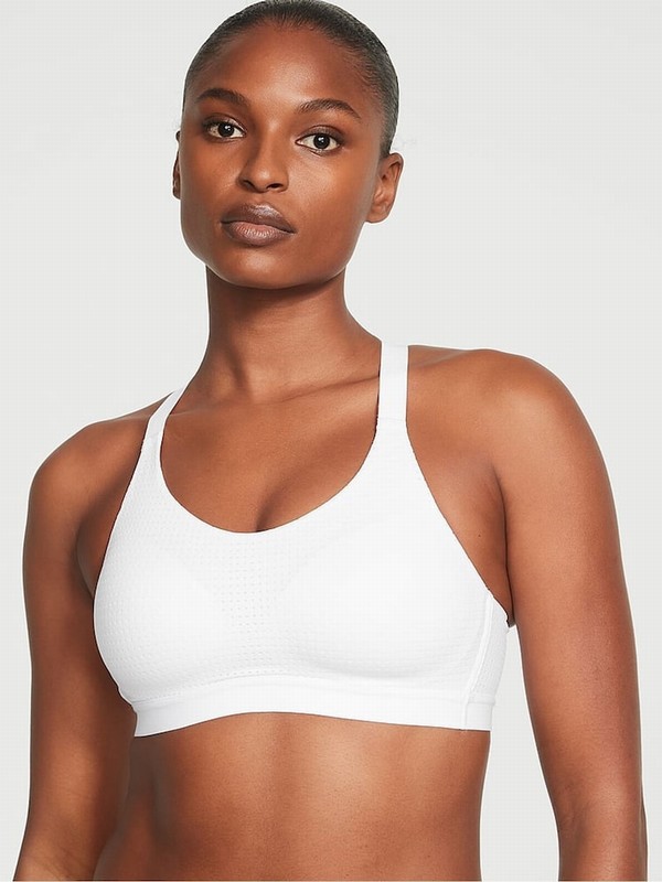 White Victoria Secret VSX Lightweight Mesh Medium Impact Bras | PGDCQ8126