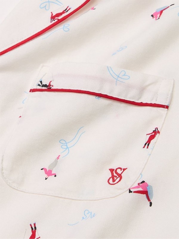 White Victoria Secret VS Skiers Flannel Long Nightwear | CDOTF6197