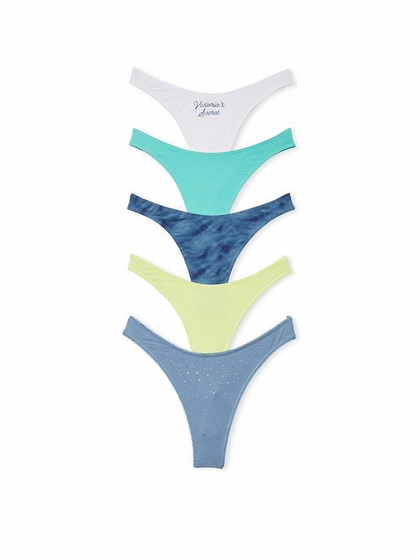 White / Blue / Green / Yellow Victoria Secret 5 Pack Underwear | PASWZ8520