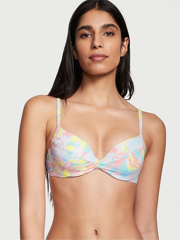 White / Camo Victoria Secret Camo Floral Push Up Bikini Top | XQNHL8765