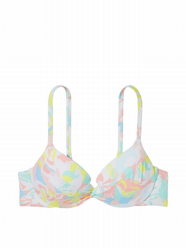 White / Camo Victoria Secret Camo Floral Push Up Bikini Top | XQNHL8765