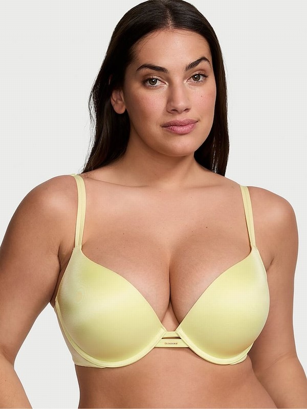 Yellow Victoria Secret Citron Glow Smooth Plunge Push Up Bras | CALNB4938