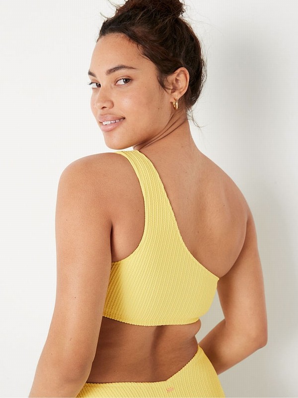 Yellow Victoria Secret Crinkle One Shoulder Bikini Top | TMVOK7035