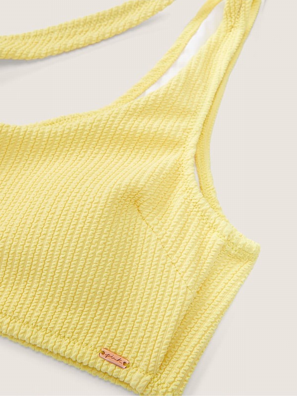 Yellow Victoria Secret Crinkle One Shoulder Bikini Top | TMVOK7035