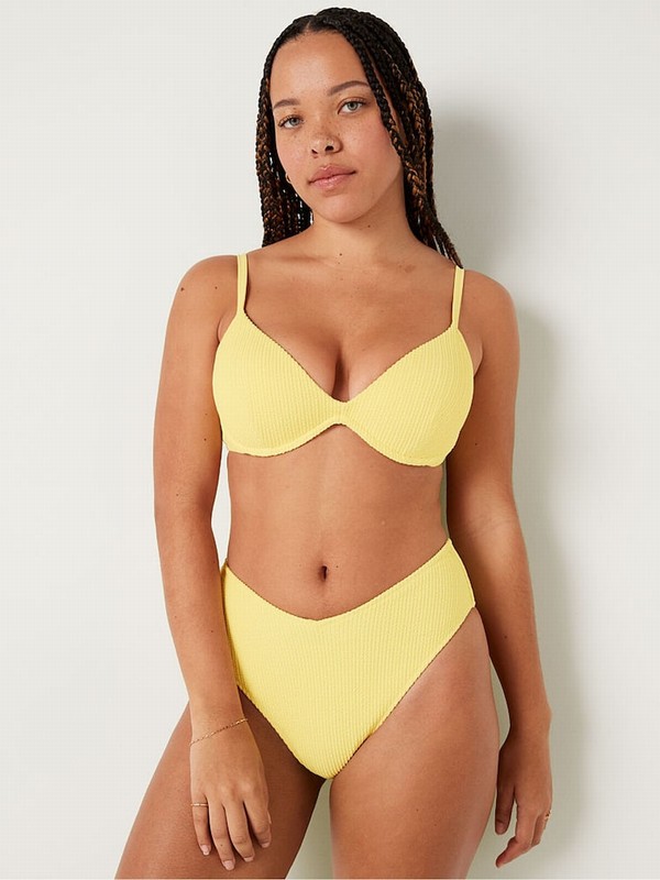 Yellow Victoria Secret Tulip High Waisted Crinkle Bikini Bottom | ZYOTL2943