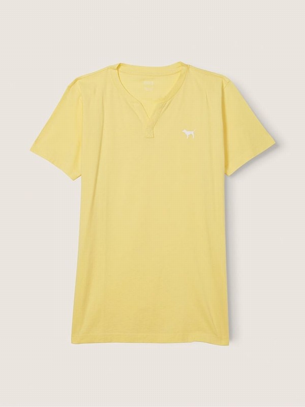Yellow Victoria Secret Tulip V Neck Sleeve T Shirts | KLTHF7084